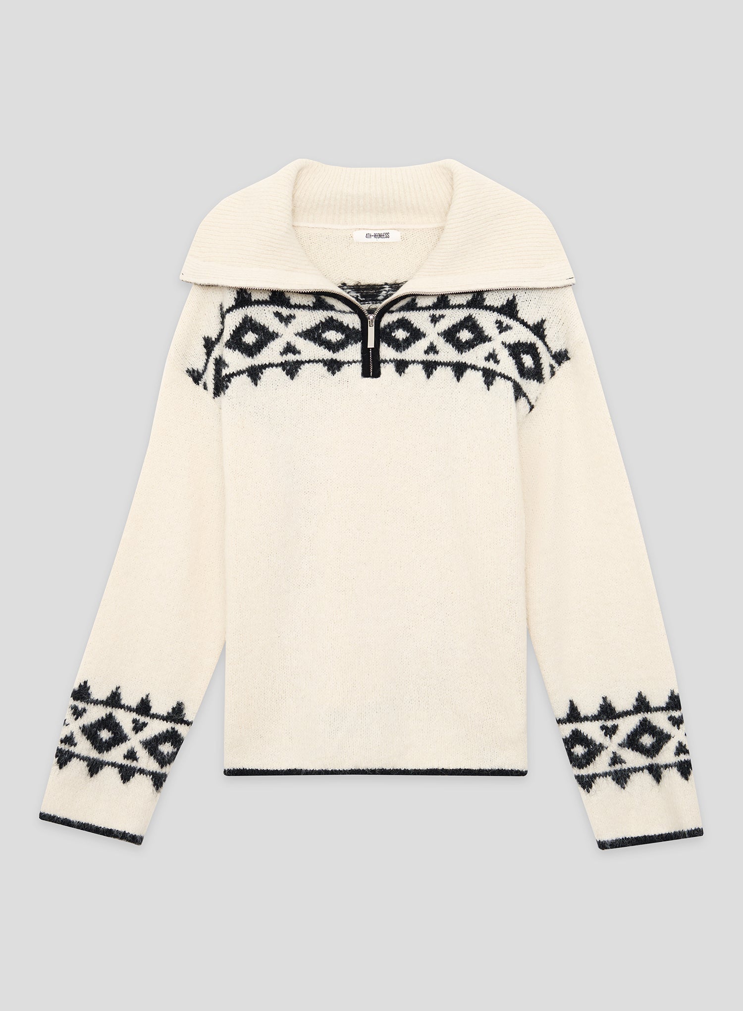 Cream Fairisle Knitted Half Zip Jumper